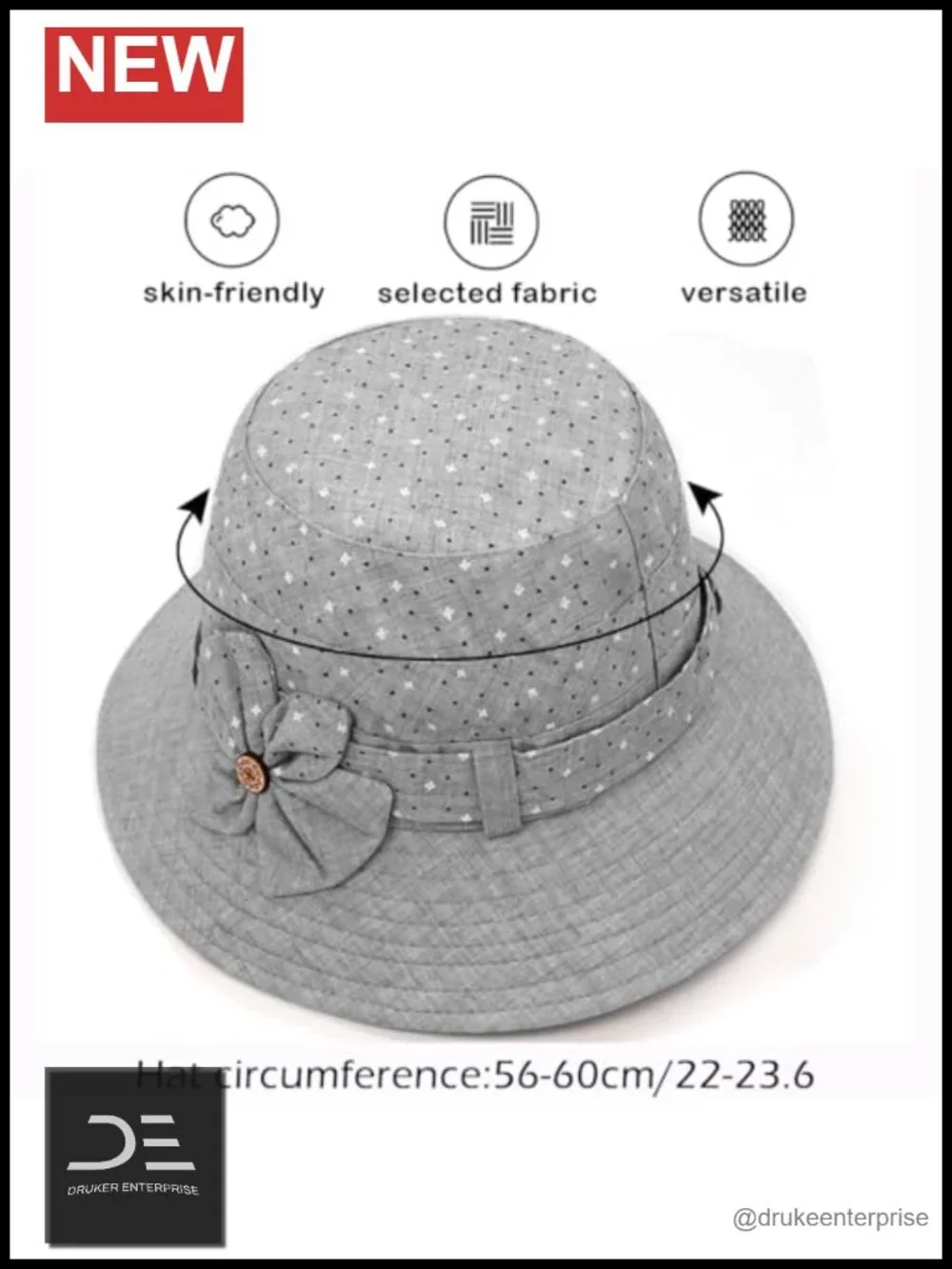 Vintage Bucket Hat with Star Print Adjustable